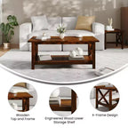 Table basse en bois massif style fermier Jasper de Flash Furniture avec accents entrecroisés traditionnels
