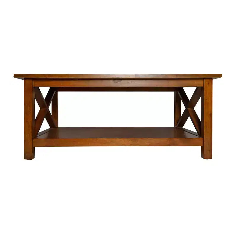 Table basse en bois massif style fermier Jasper de Flash Furniture avec accents entrecroisés traditionnels
