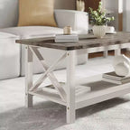 Table basse en bois massif style fermier Jasper de Flash Furniture avec accents entrecroisés traditionnels