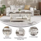 Table basse en bois massif style fermier Jasper de Flash Furniture avec accents entrecroisés traditionnels
