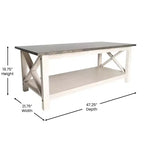 Table basse en bois massif style fermier Jasper de Flash Furniture avec accents entrecroisés traditionnels