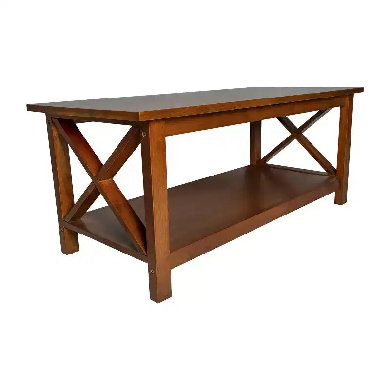 Table basse en bois massif style fermier Jasper de Flash Furniture avec accents entrecroisés traditionnels