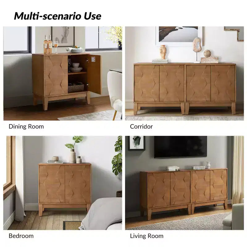 Meuble d'appoint Lucinda 76 cm de hauteur avec 2 portes et étagères réglables | HULALA HOME
