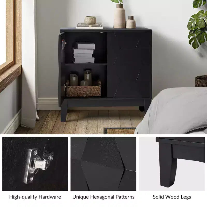 Meuble d'appoint Lucinda 76 cm de hauteur avec 2 portes et étagères réglables | HULALA HOME