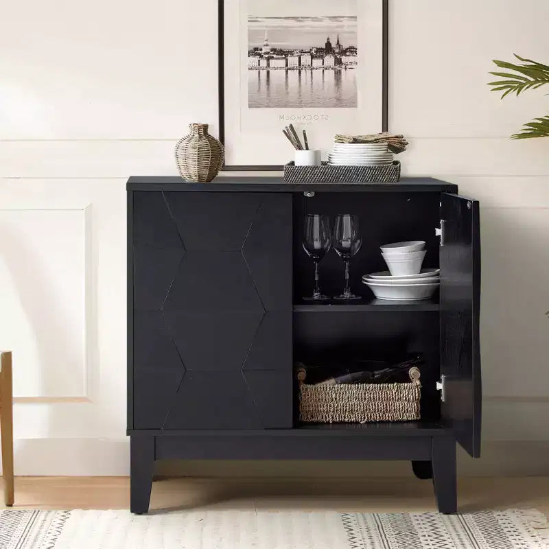Meuble d'appoint Lucinda 76 cm de hauteur avec 2 portes et étagères réglables | HULALA HOME