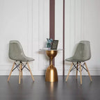 Chaise de salle à manger Fabulaxe de style moderne du milieu du siècle avec pieds Eiffel en bois, chaise d'appoint en plastique transparent DSW