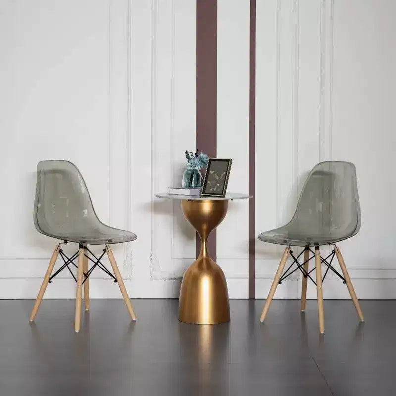Chaise de salle à manger Fabulaxe de style moderne du milieu du siècle avec pieds Eiffel en bois, chaise d'appoint en plastique transparent DSW