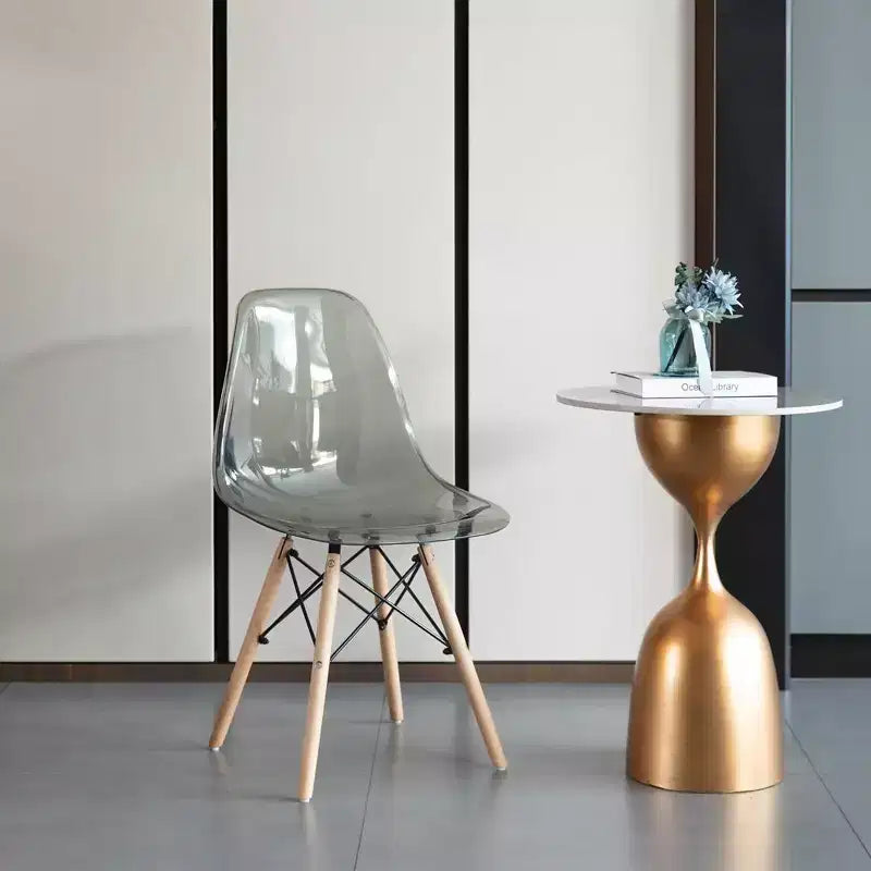 Chaise de salle à manger Fabulaxe de style moderne du milieu du siècle avec pieds Eiffel en bois, chaise d'appoint en plastique transparent DSW
