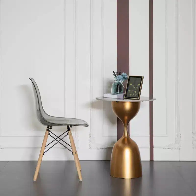 Chaise de salle à manger Fabulaxe de style moderne du milieu du siècle avec pieds Eiffel en bois, chaise d'appoint en plastique transparent DSW