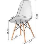 Chaise de salle à manger Fabulaxe de style moderne du milieu du siècle avec pieds Eiffel en bois, chaise d'appoint en plastique transparent DSW