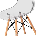 Chaise de salle à manger Fabulaxe de style moderne du milieu du siècle avec pieds Eiffel en bois, chaise d'appoint en plastique transparent DSW