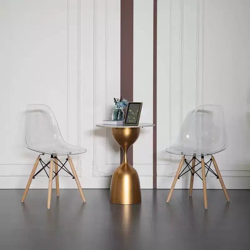 Chaise de salle à manger Fabulaxe de style moderne du milieu du siècle avec pieds Eiffel en bois, chaise d'appoint en plastique transparent DSW