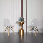 Chaise de salle à manger Fabulaxe de style moderne du milieu du siècle avec pieds Eiffel en bois, chaise d'appoint en plastique transparent DSW