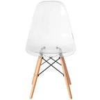 Chaise de salle à manger Fabulaxe de style moderne du milieu du siècle avec pieds Eiffel en bois, chaise d'appoint en plastique transparent DSW