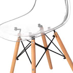 Chaise de salle à manger Fabulaxe de style moderne du milieu du siècle avec pieds Eiffel en bois, chaise d'appoint en plastique transparent DSW