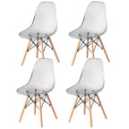 Chaise de salle à manger Fabulaxe de style moderne du milieu du siècle avec pieds Eiffel en bois, chaise d'appoint en plastique transparent DSW