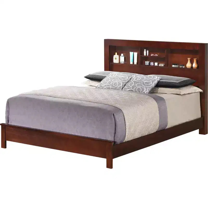 Lit plateforme complet Passion Furniture Burlington avec étagères de rangement