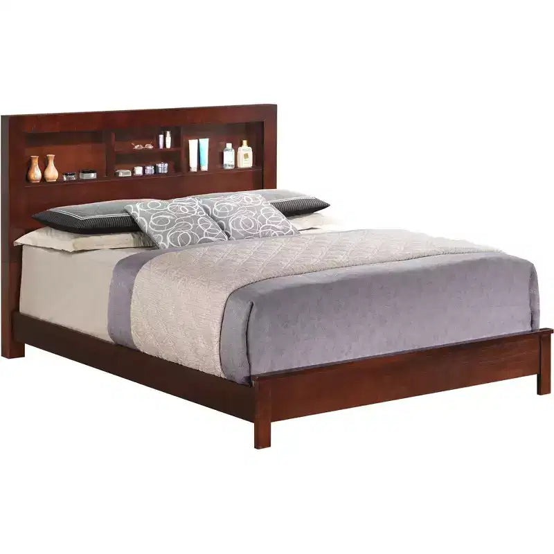 Lit plateforme complet Passion Furniture Burlington avec étagères de rangement