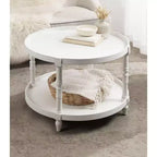 Table basse ronde en bois Kate and Laurel Bellport, 29x29x21, Blanc