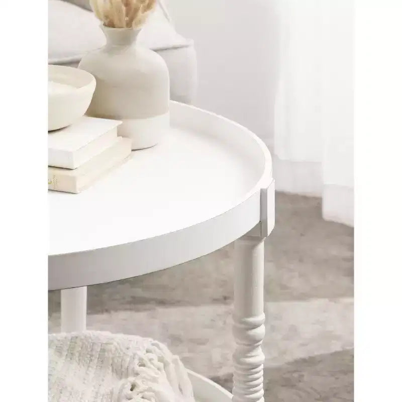 Table basse ronde en bois Kate and Laurel Bellport, 29x29x21, Blanc