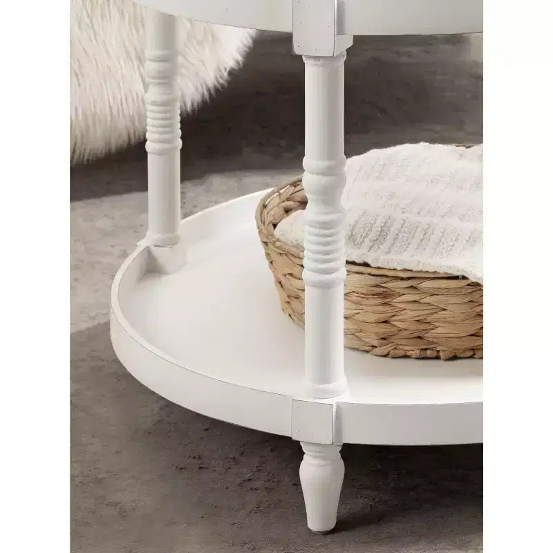 Table basse ronde en bois Kate and Laurel Bellport, 29x29x21, Blanc