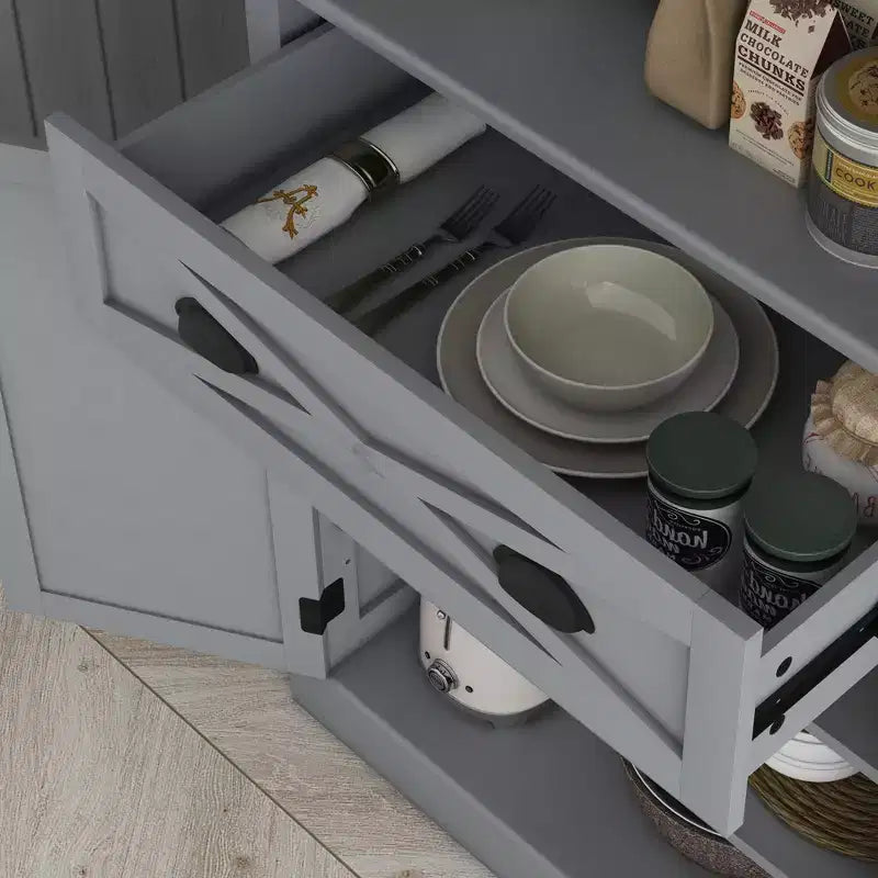 HOMCOM Meuble de Rangement sur Pied Moderne de Style Ferme, Armoire de Cuisine avec 4 Portes, 6 Niveaux, 1 Tiroir et 4 Étagères Réglables