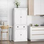 HOMCOM Meuble de Rangement sur Pied Moderne de Style Ferme, Armoire de Cuisine avec 4 Portes, 6 Niveaux, 1 Tiroir et 4 Étagères Réglables