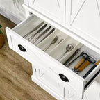 HOMCOM Meuble de Rangement sur Pied Moderne de Style Ferme, Armoire de Cuisine avec 4 Portes, 6 Niveaux, 1 Tiroir et 4 Étagères Réglables