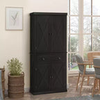 HOMCOM Meuble de Rangement sur Pied Moderne de Style Ferme, Armoire de Cuisine avec 4 Portes, 6 Niveaux, 1 Tiroir et 4 Étagères Réglables