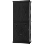 HOMCOM Meuble de Rangement sur Pied Moderne de Style Ferme, Armoire de Cuisine avec 4 Portes, 6 Niveaux, 1 Tiroir et 4 Étagères Réglables