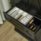 HOMCOM Meuble de Rangement sur Pied Moderne de Style Ferme, Armoire de Cuisine avec 4 Portes, 6 Niveaux, 1 Tiroir et 4 Étagères Réglables