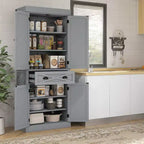 HOMCOM Meuble de Rangement sur Pied Moderne de Style Ferme, Armoire de Cuisine avec 4 Portes, 6 Niveaux, 1 Tiroir et 4 Étagères Réglables
