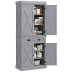 HOMCOM Meuble de Rangement sur Pied Moderne de Style Ferme, Armoire de Cuisine avec 4 Portes, 6 Niveaux, 1 Tiroir et 4 Étagères Réglables
