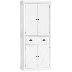 HOMCOM Meuble de Rangement sur Pied Moderne de Style Ferme, Armoire de Cuisine avec 4 Portes, 6 Niveaux, 1 Tiroir et 4 Étagères Réglables