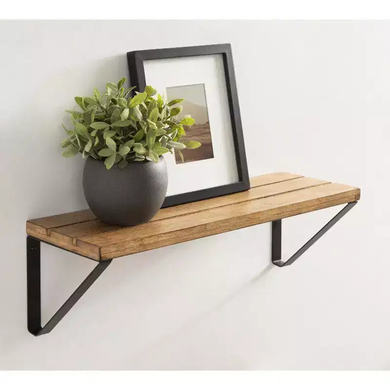 Étagère murale rectangulaire en bois Kate and Laurel Samuels, 24x8x8, Marron rustique
