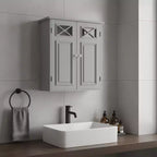 Teamson Home Dawson Armoire de Rangement Murale Amovible avec Portes Vitrées