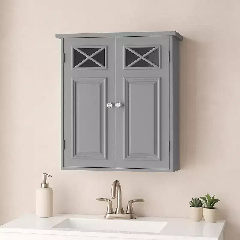 Teamson Home Dawson Armoire de Rangement Murale Amovible avec Portes Vitrées