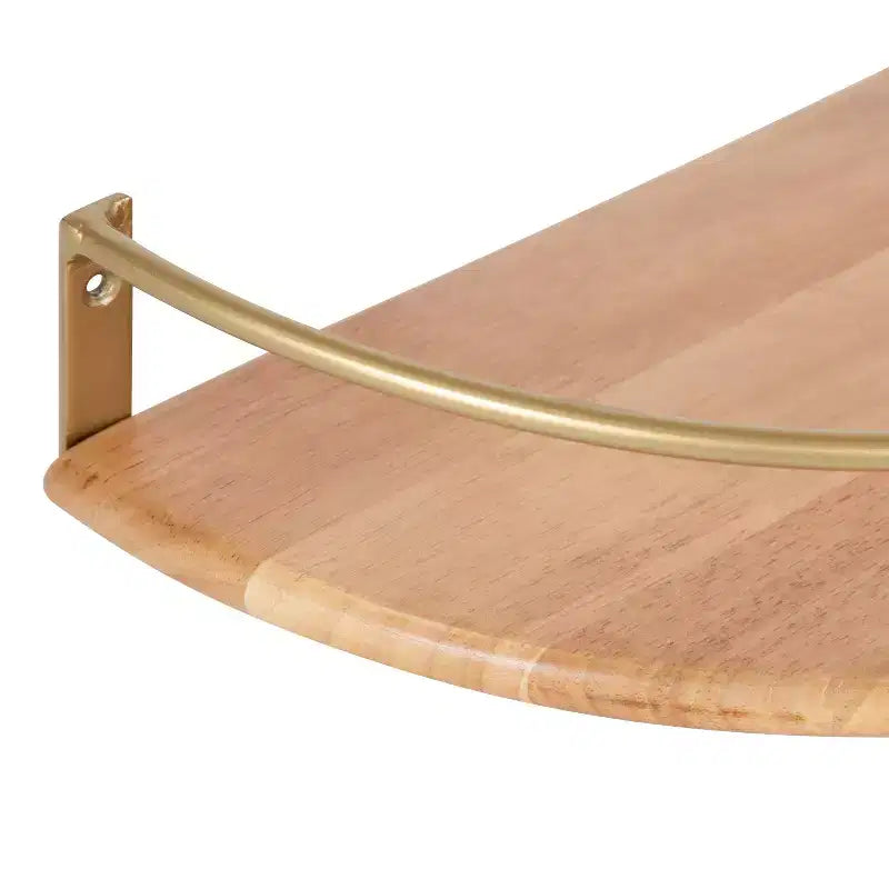Étagère murale demi-cercle en bois Kate and Laurel Camryn, 2 pièces, naturel et or