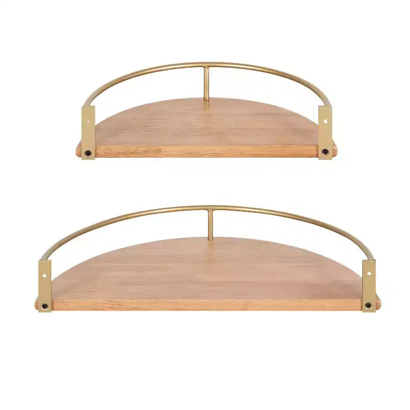 Étagère murale demi-cercle en bois Kate and Laurel Camryn, 2 pièces, naturel et or
