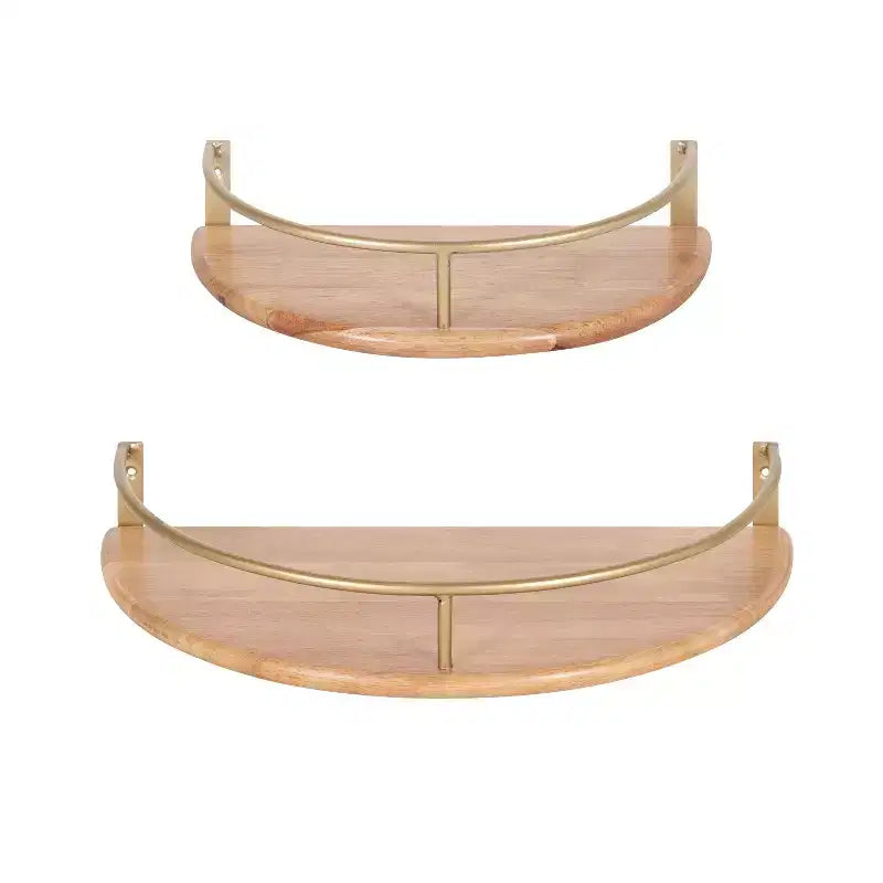 Étagère murale demi-cercle en bois Kate and Laurel Camryn, 2 pièces, naturel et or