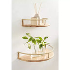 Étagère murale demi-cercle en bois Kate and Laurel Camryn, 2 pièces, naturel et or