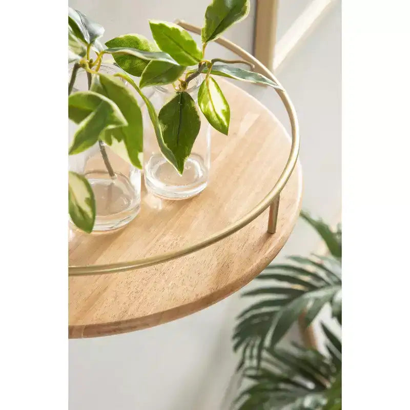 Étagère murale demi-cercle en bois Kate and Laurel Camryn, 2 pièces, naturel et or
