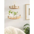 Étagère murale demi-cercle en bois Kate and Laurel Camryn, 2 pièces, naturel et or