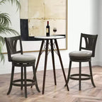 Tabouret de bar pivotant Costway 67 cm, hauteur comptoir, avec dossier incurvé et pieds en bois d'hévéa