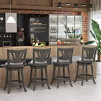 Tabouret de bar pivotant Costway 67 cm, hauteur comptoir, avec dossier incurvé et pieds en bois d'hévéa