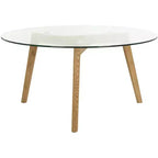 Table basse ronde en verre Marjoram - Transparent/Chêne - Safavieh