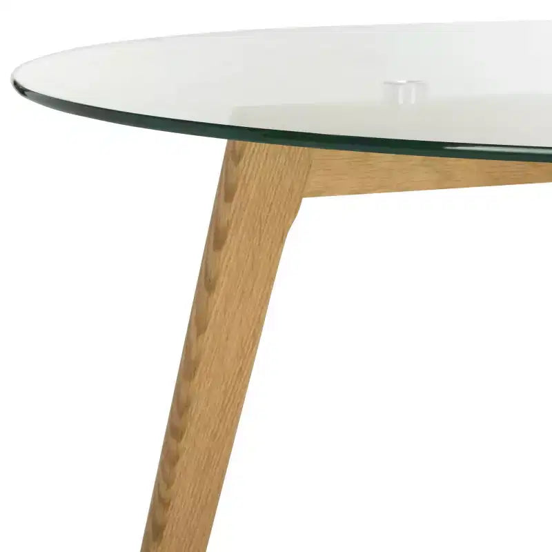 Table basse ronde en verre Marjoram - Transparent/Chêne - Safavieh