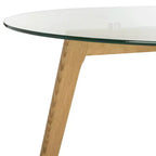 Table basse ronde en verre Marjoram - Transparent/Chêne - Safavieh