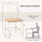 Costway Lot de 2 chaises de salle à manger à dossier haut bleu marine, structure en métal, repose-pieds, cuisine noir/blanc