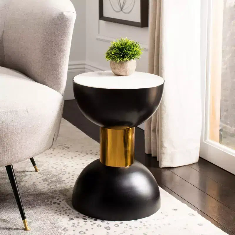 Table d'appoint ronde Zephyr - ACC3212 - Blanc/Noir - Safavieh